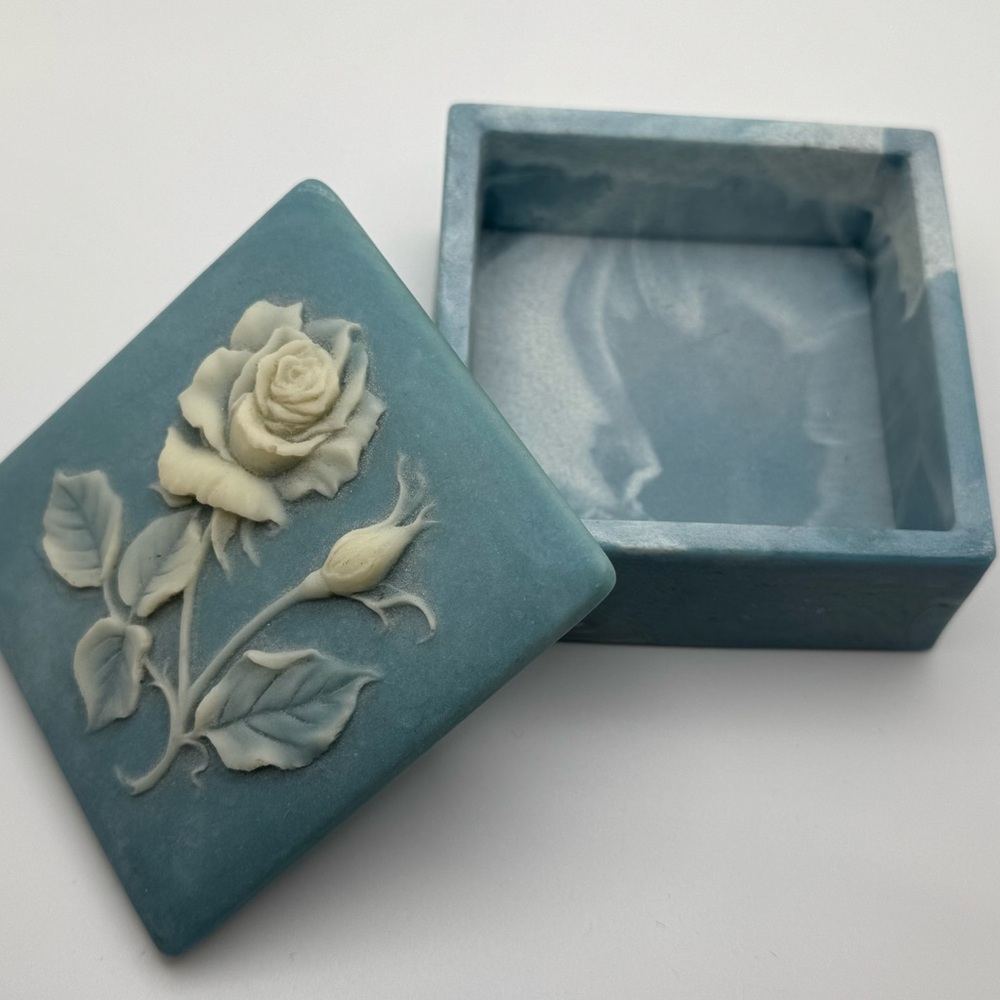 Vintage Incolay Stone Trinket/Jewelry Box - Picture 3 of 11